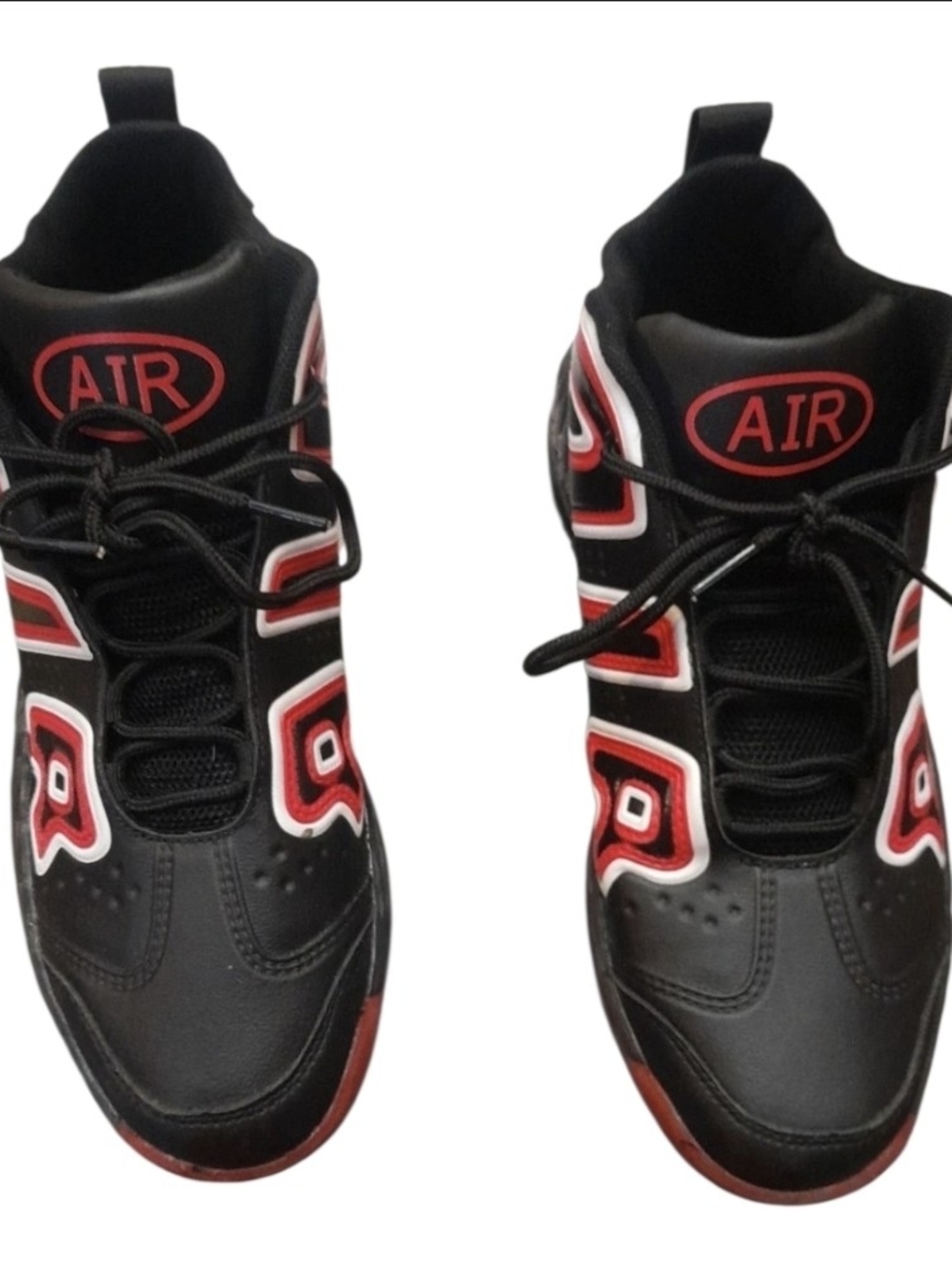 Men's Black and Red AIR Lace-Up Athletic Sneakers